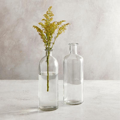 Bottleneck Vases: Clear glass 10.5" and 12". Brand: 47th & Main