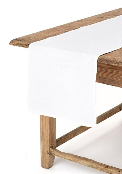 European Linen Table Runner, White