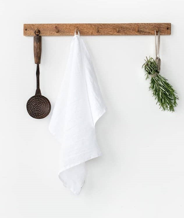 European Linen Tea Towel, White