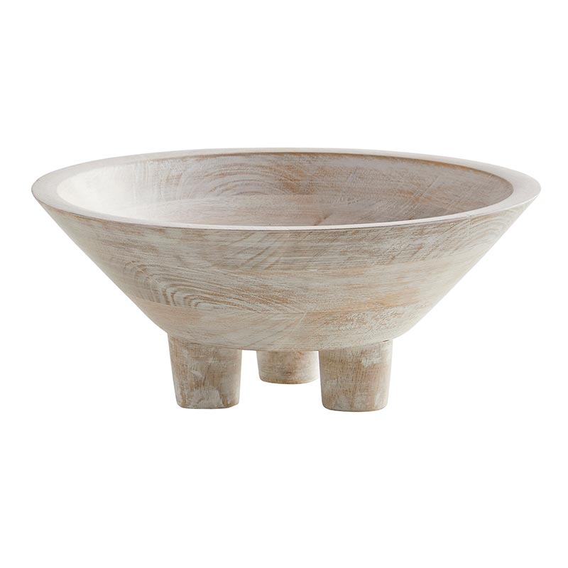 Footed Wooden Bowl