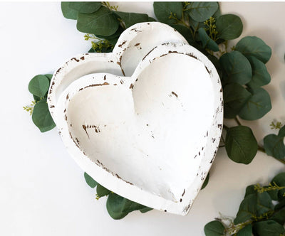 Heart Bowls - Rustic White