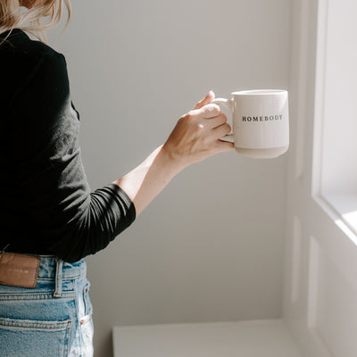 Homebody Stoneware Mug held by lady