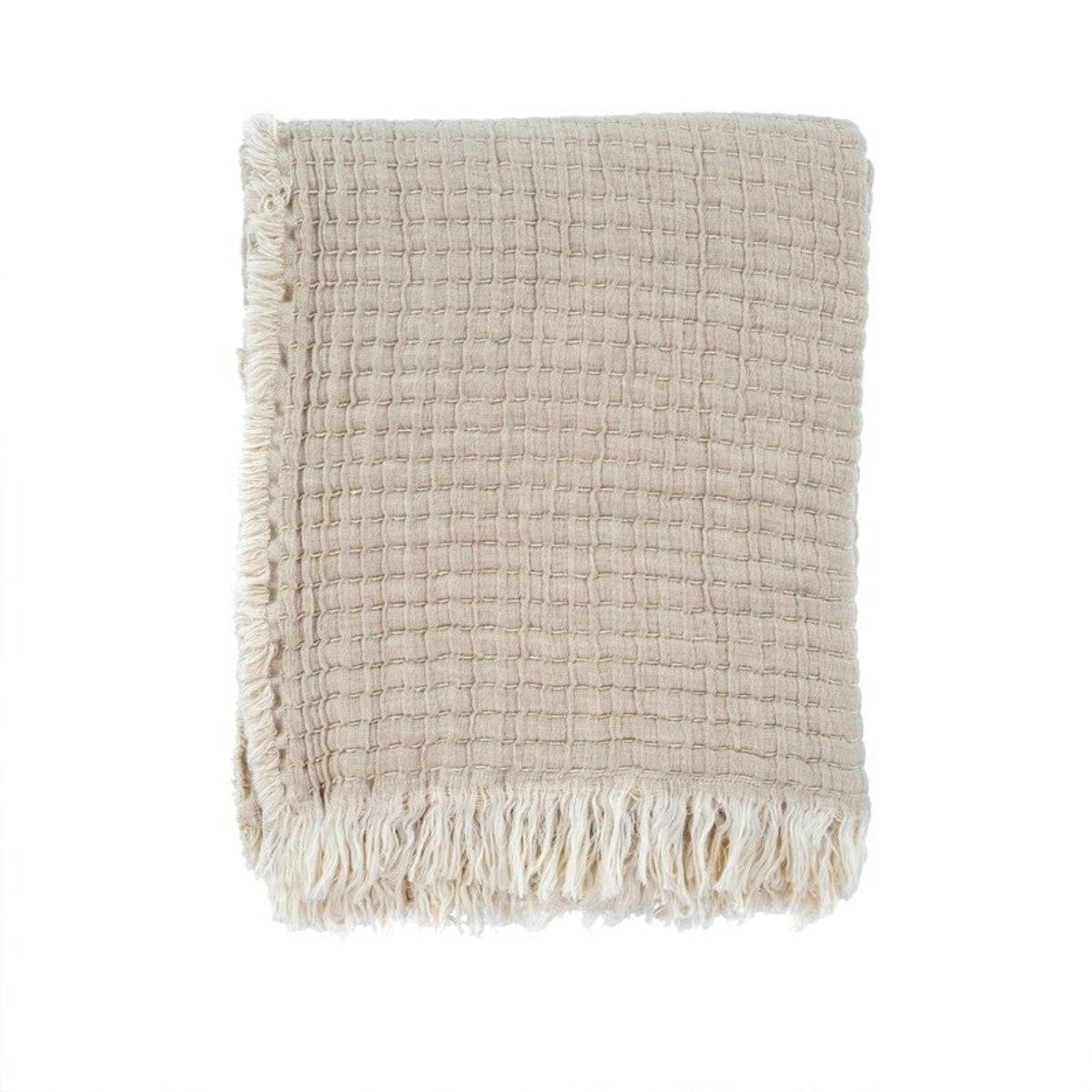 Indaba Kantha-Stitch Throw Blanket, Chambray
