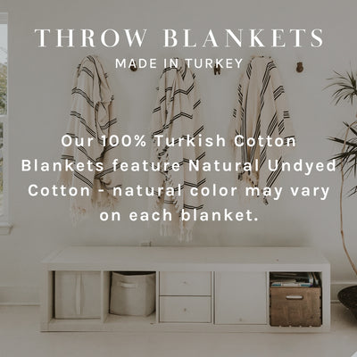 Throw Blankets, Made in Turkey - Our Kate 100% Turkish Cotton Blankets feature Natural Undyed Cotton - natural color may vary