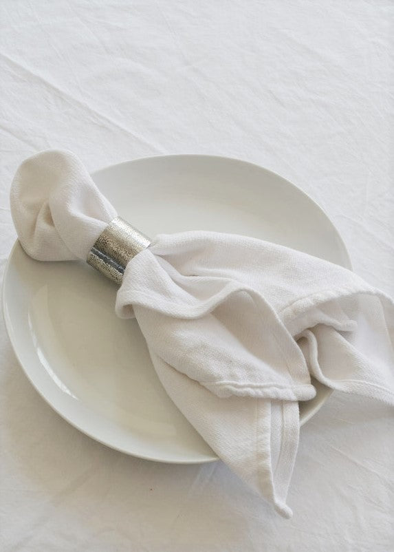 Organic Cloth Napkins, White, Set of 4