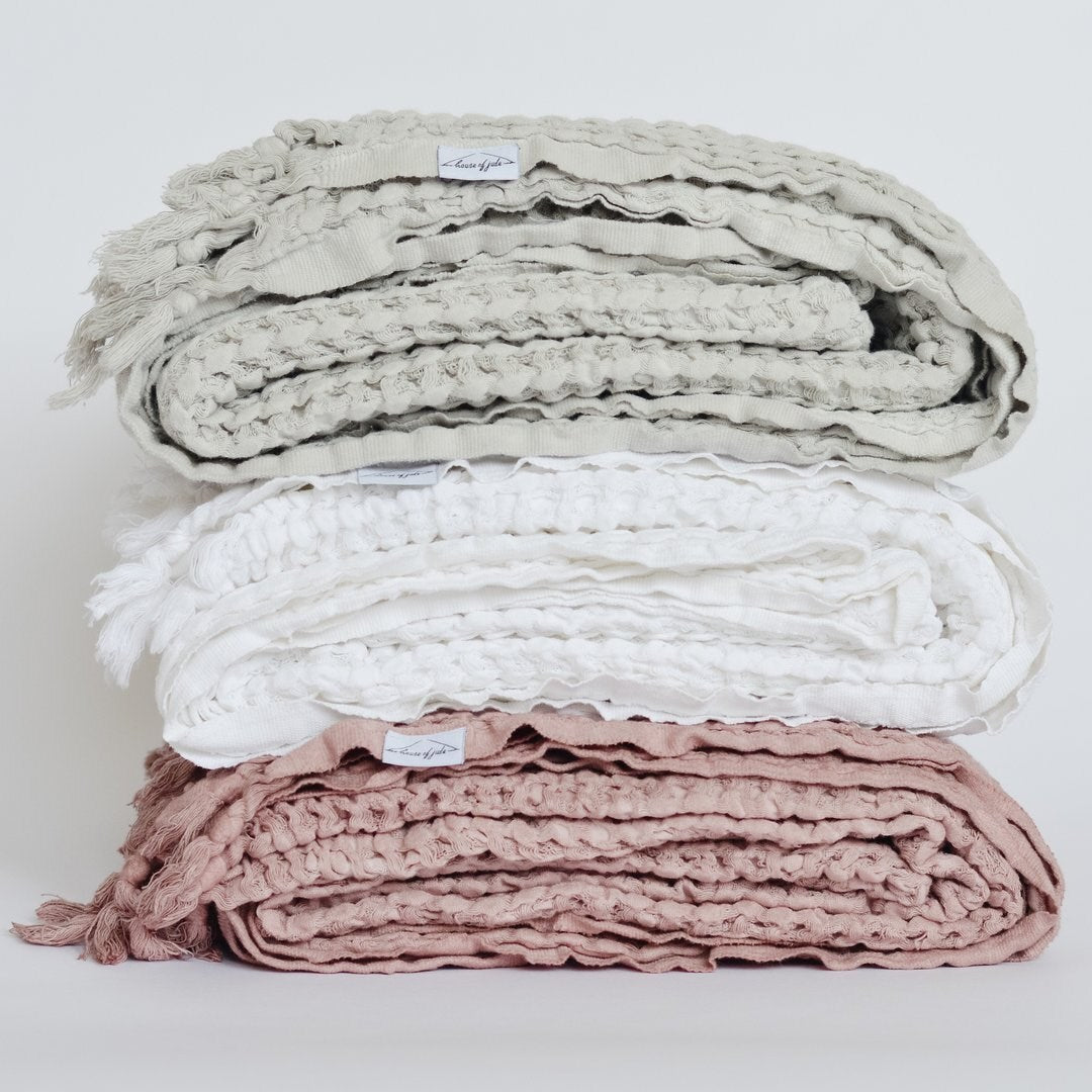 Piccola Waffle Blankets - stacked - Primrose