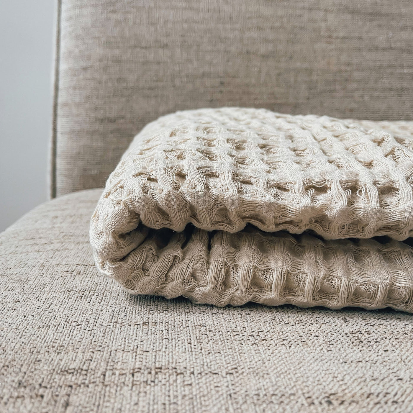 Piccola Waffle Throw Blanket - Oat Milk