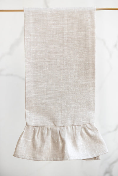 Ruffle Linen Tea Towel, Natural