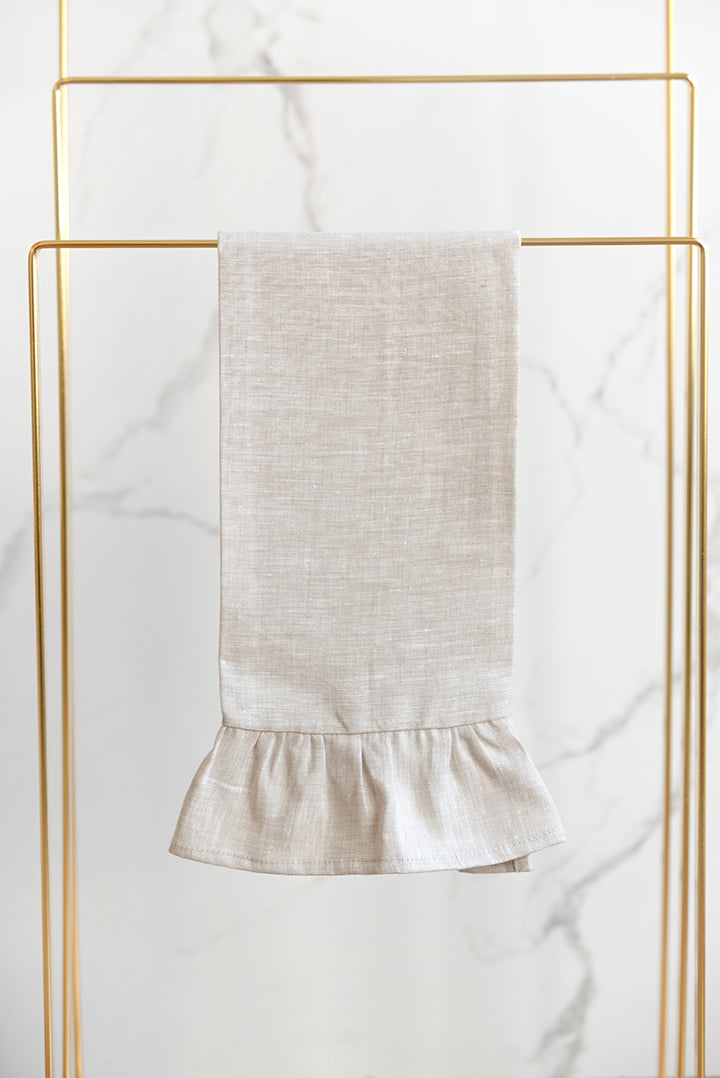 Ruffled Linen Guest, Tea Towel, Natural