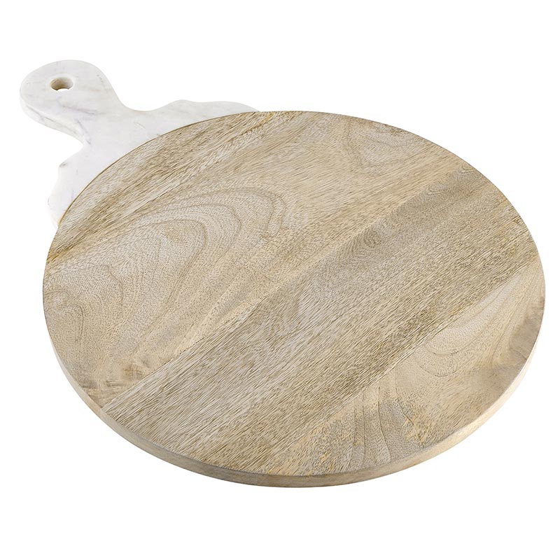 Wooden Board with Carved Marble Handle