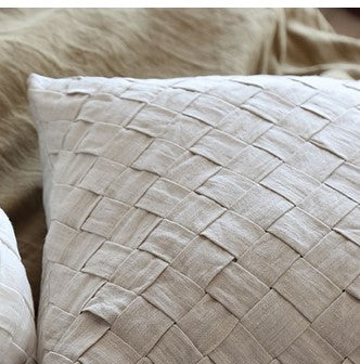 Natural Oat Linen Pillow - Basket Weave - 18x18 inch