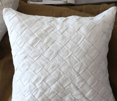 White Linen Pillow - Basket Weave - 18x18 inch