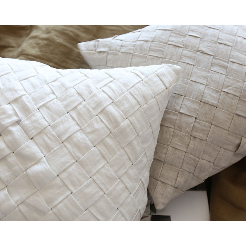 Basketweave Pillows - Linen covers + premium down alternative insert