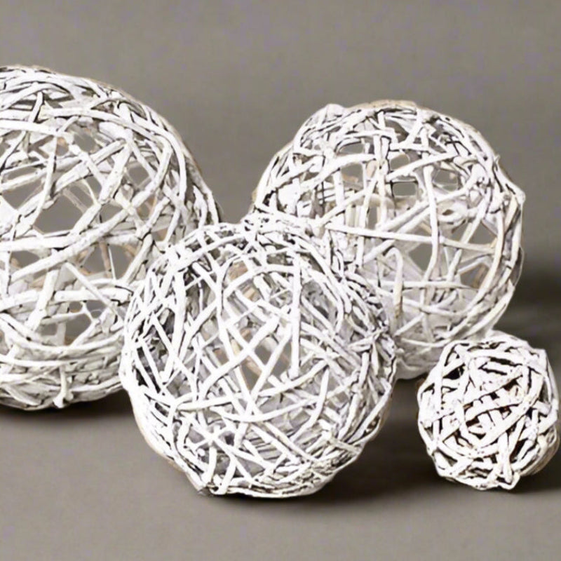Decorative Balls for Bowls - Whitewash Vine Ball - 6 inches