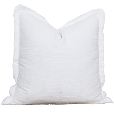 Dotted Fringe Pillow, White 20"