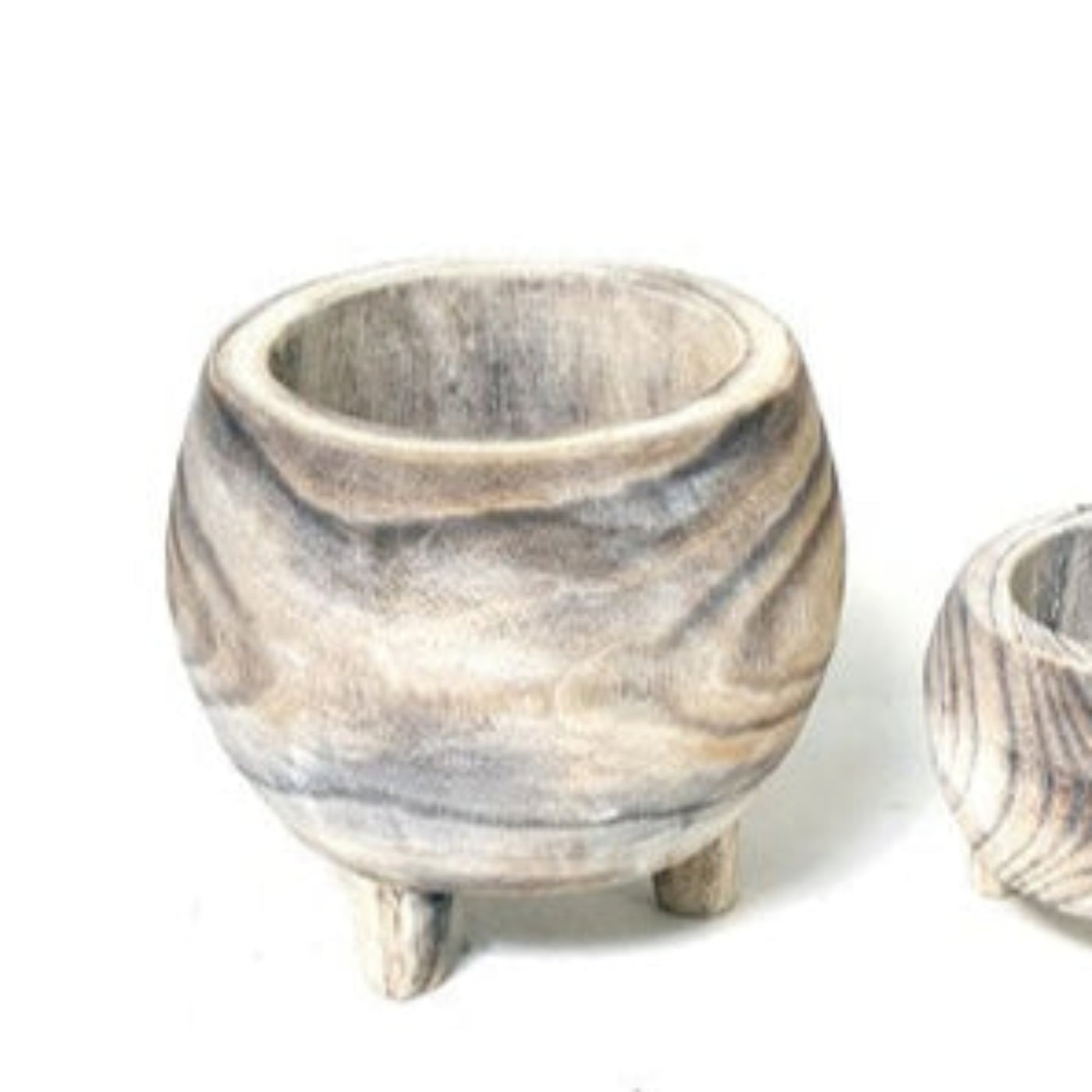 Footed Wooden Pot