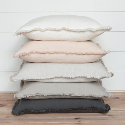 Ivory Fringe Pillow, 26", stacked with other colors