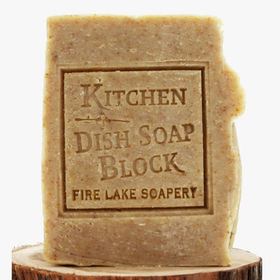 Kitchen Dish Soap Block & Cloth Bag  - Handmade with natural ingredients to remove grease, grime, and stains 