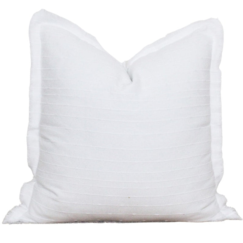 Plush down alternative fiber - a.k.a. magic. Dotted Fringe Pillow - White 20"